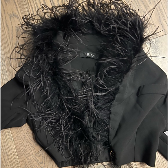 Worn once! AKIRA feather long sleeve glam - Picture 1 of 5